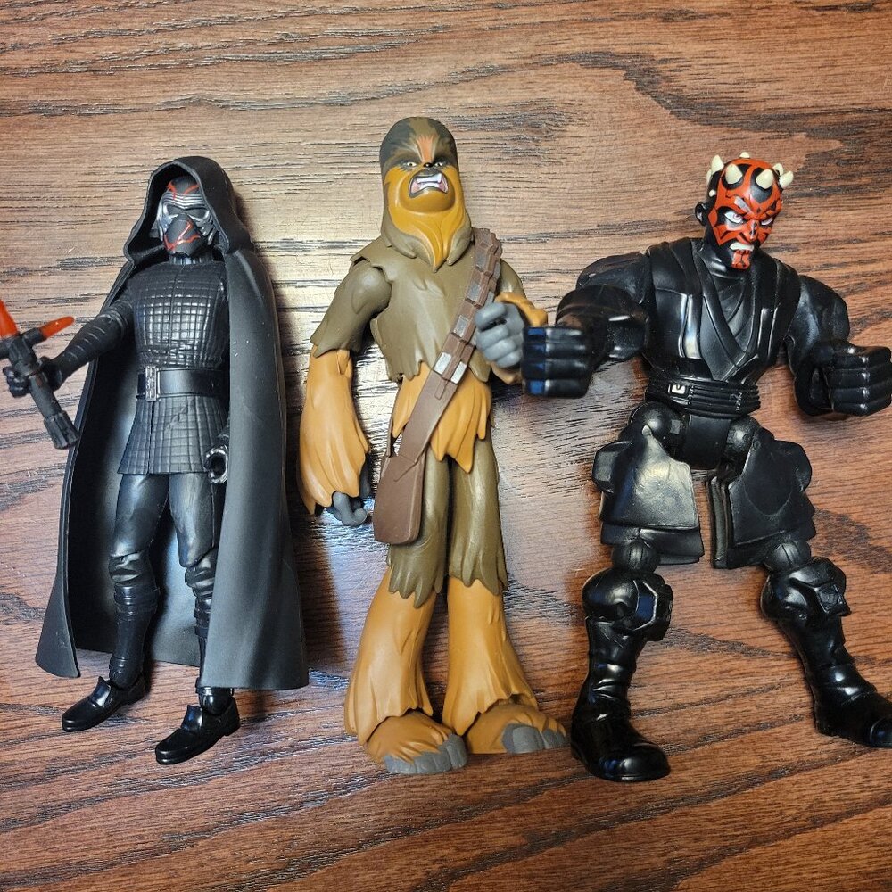 Star Wars Hasbro Action Figures Lot of 3 Kylo Ren Darth Maul Wookiee
